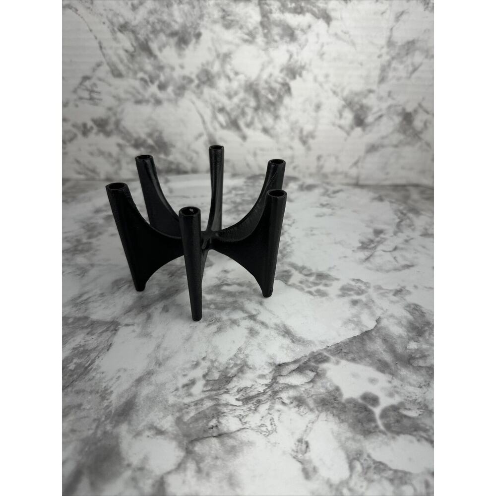 Jens Quistgaard Dansk Danish Modern MCM Fiesta Iron 6 Skinny Tapper Candelabra - Picture 4 of 7